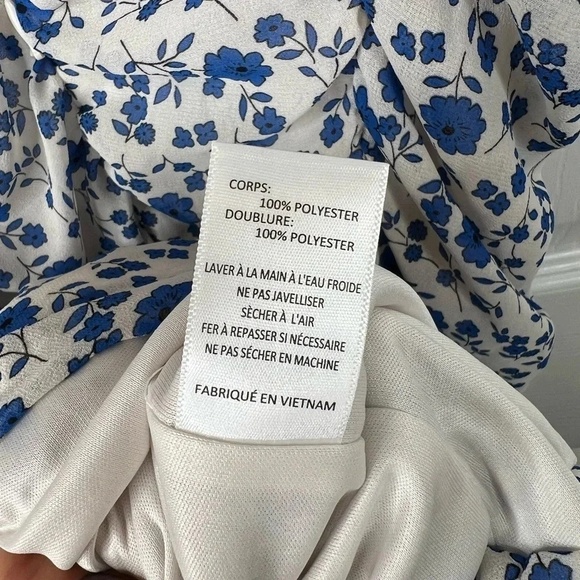 All in Favor Women's Blue and White Floral Ruched Mini Dress  Size L half sleeve - Picture 11 of 13